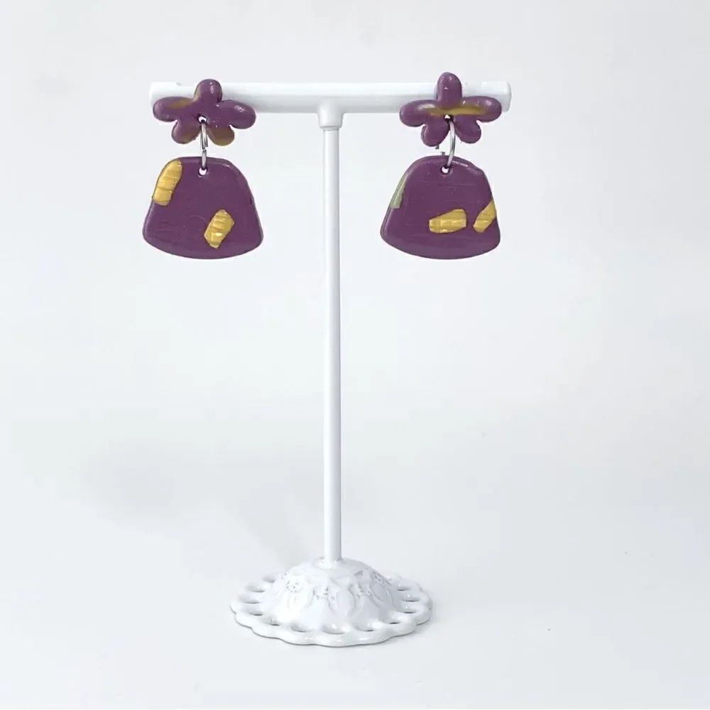 Funky Star Shaped Purple Clay Earrings Hypoallergenic